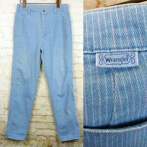 VTG Wrangler Jeans Womens Misses 14 R Blue Pinstripe High Waisted Retro USA Made